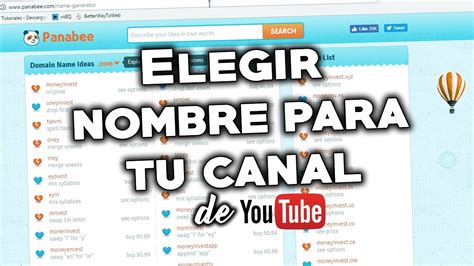 Como Elegir Nombre Para Youtube Youtube