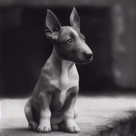 Um cachorro uma mancha branca no peito está sentado em uma