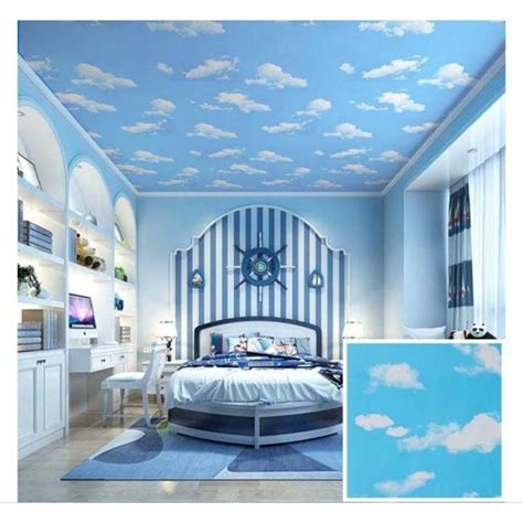 Jual Wallpaper Sticker Dinding 3D Motif Awan Biru Murah Walpaper