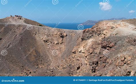 Crater Of Volcano Nea Kameni In Santorini Stock Image Image Of