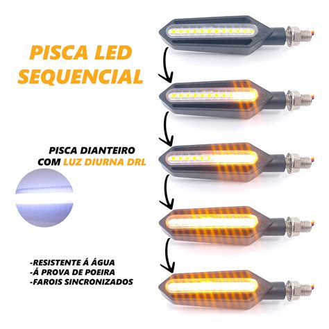 Pisca Seta Led Sequencial Amarela C Luz Diurna Drl Branca MercadoLivre