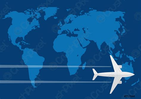 Vector air travel background Airplane fly on the world - stock vector ...