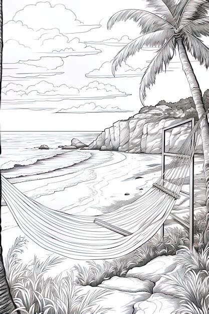 Premium AI Image | a drawing of a palm tree on a beach