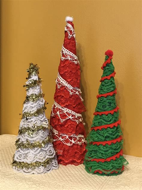 DIY CHRISTMAS CONE TREES I Made The Cones From Poster Board I Then