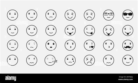 Smiley Faces Icons Set Of Emoticons Set Of Emoji Isolated On White