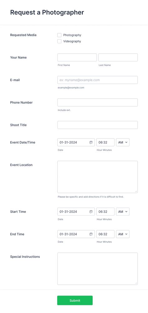 Request A Photoshoot Form Template Jotform