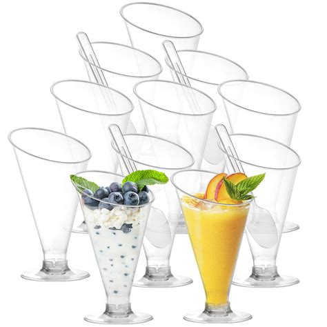 Amazon Foraineam Pack Clear Dessert Cups With Spoons Oz