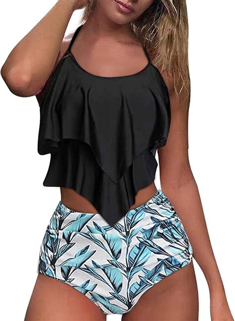 Spr Che T Shirt Bikini R Schen Badeanzug Badeanzug Mit Zwei Bauchst Cken Damen Badeanzug