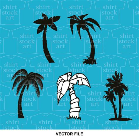 Palm Tree Beach Ocean Paradise Silhouette 4 – T Shirt Stock Art