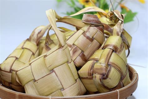 ketupat  traditional indonesian food woven coconut leaves filled