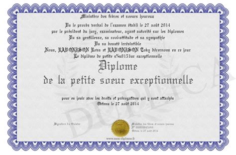 Diplome De La Petite Soeur Exceptionnelle