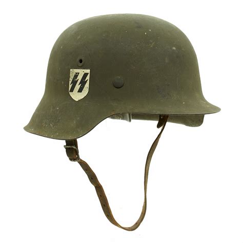 Original German Wwii M42 Single Decal Ss Helmet By Emaillierwerke Ag W