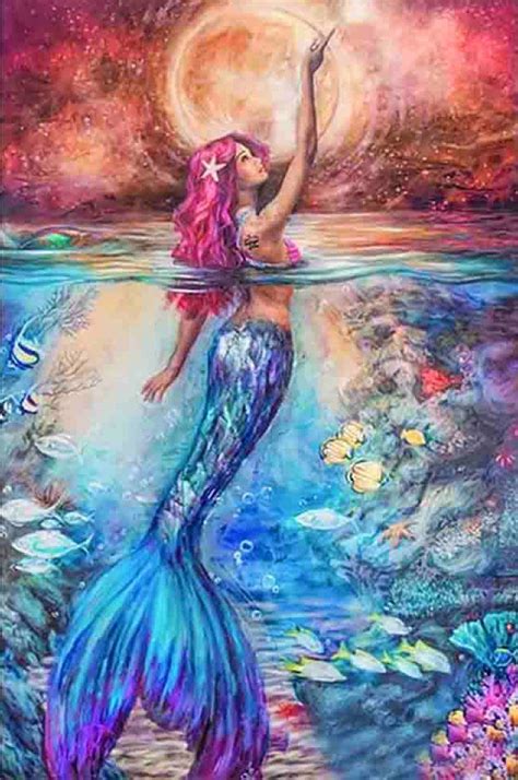 Square Drill Diamond Paintings Mermaid Painting Mermaid Artwork