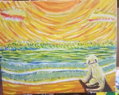 ArtStation - Sunset at the Beach in Acrylic Paint