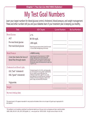 Fillable Online Chapter You Can Live Well With Diabetes My Test Goal