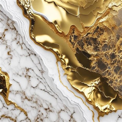 Premium Photo | Gold and white Patterned natural of Black marble ...