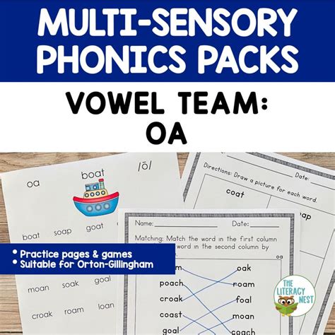 Vowel Team Oa Phonics Activities For Orton Gillingham Lessons The