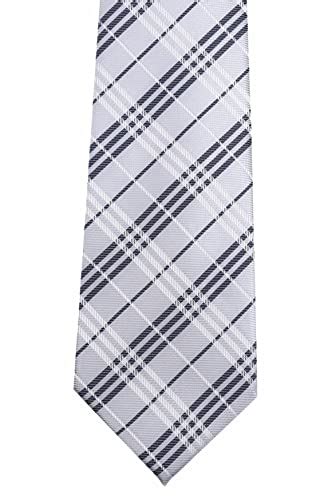 Buy Secdtie Men S Classic Checks Silver Jacquard Woven Silk Tie Formal