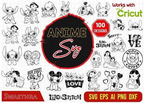 100 Anime Lilo Stitch SVG Bundle Lilo Anime Charakter SVG Chibi Anime