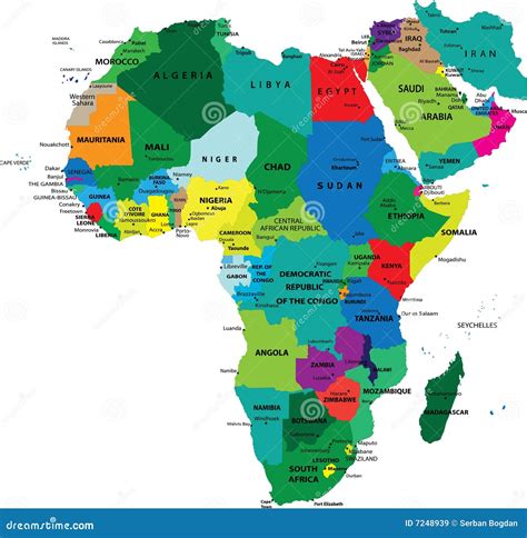 Politische Karte Von Afrika Vektor Abbildung Illustration Von Masse