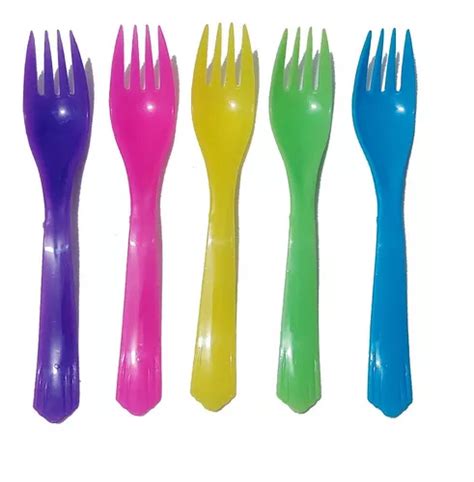 Pack De 50 C u Tenedor Y Cuchara Plastica Colores Surtidos Envío gratis