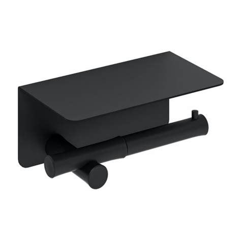 Cosmic Eda Toilet Roll Holder With Shelf Matt Black WJP056A4002036