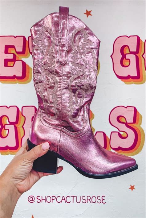 Hey Cowgirl Metallic Pink Cowboy Boots In 2022 Boots Pink Cowboy Boots Cowboy Boots