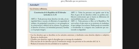 Lee El Texto Y Reflexiona Constituci N De La Rep Blica De El Salvador