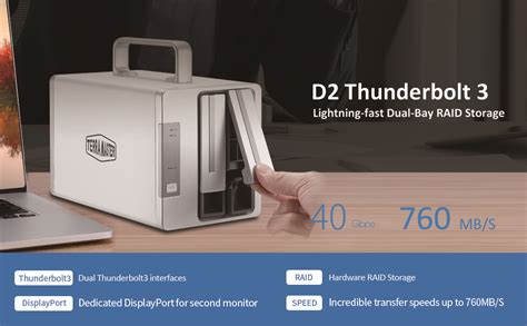 TERRAMASTER TD2 Thunderbolt 3 Profesional Carcasa De Disco Duro Externo