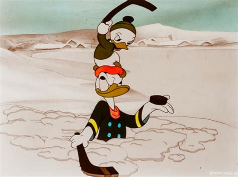 Donald Duck and Dewey Duck playing Hockey 1939 The Hockey Champ ...