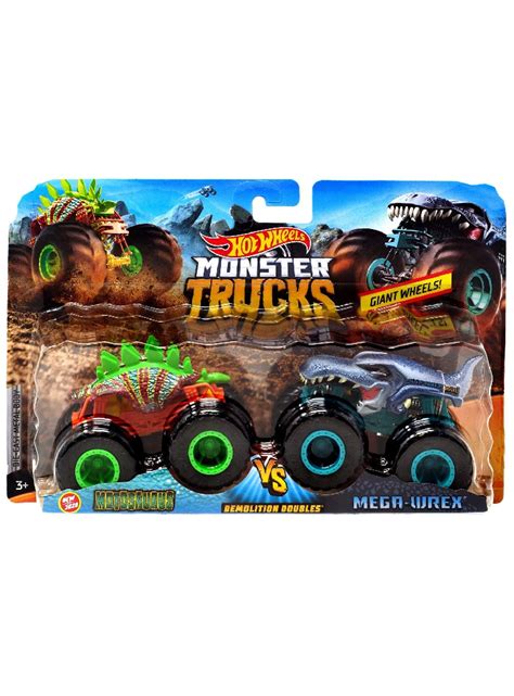 Hot Wheels Monster Trucks Demolition Doubles Motosaurus Vs Mega Wrex