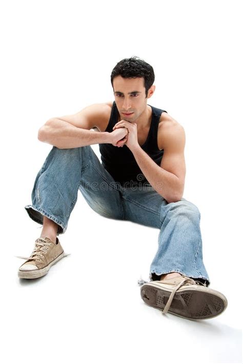 Handsome Guy Sitting On Floor Royalty Free Stock Image - Image: 8053206