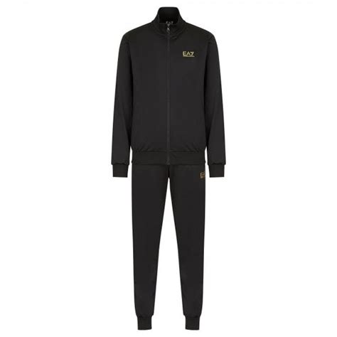 Ea7 Emporio Armani Ea7 Emporio Armani Black Zip Up Poly Tracksuit