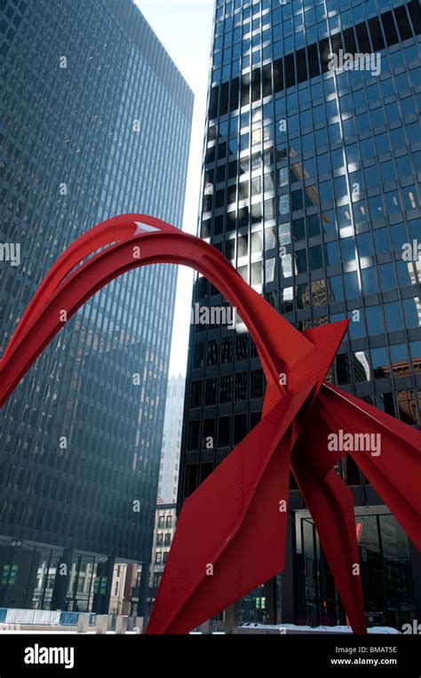 Alexander Calders Flamingo Sculpture In Federal Plaza In Downtown