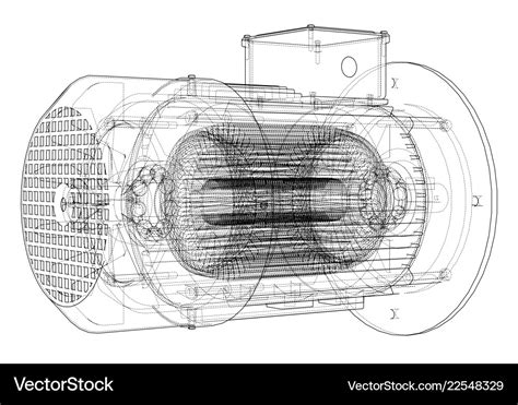 Electric motor sketch Royalty Free Vector Image