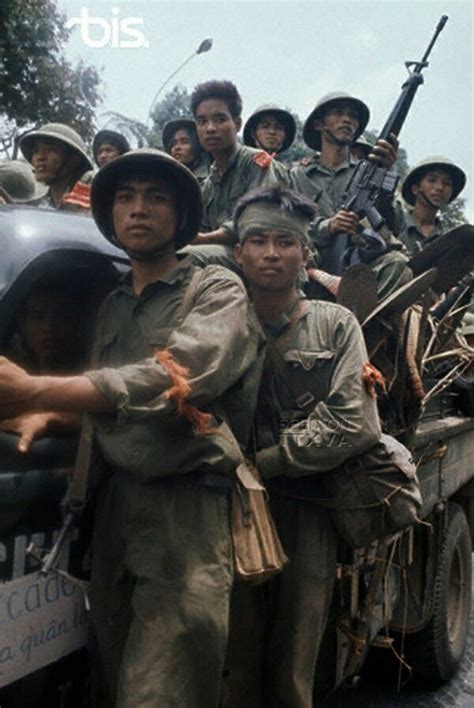 NVA soldiers and vehicles at Saigon - Corbis - 2015 Vietnam History, Vietnam War Photos ...