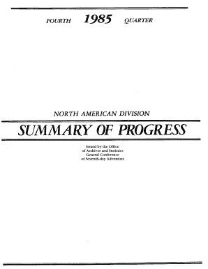 Fillable Online docs adventistarchives SUMMARY OF PROGRESS - General ...