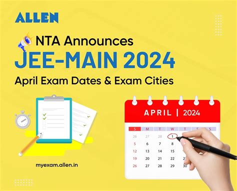 Nta Announces Jee Main 2024 April Exam Dates And Cities My Exam