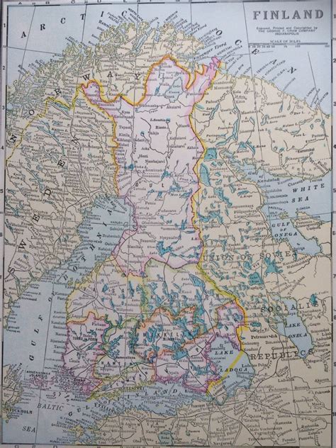 1936 Finland Original Vintage Map 115 X 145 Inches Home Etsy Uk