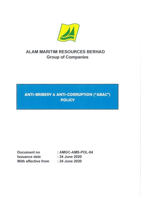 Policies Investor Relations Alam Maritim Resources Berhad