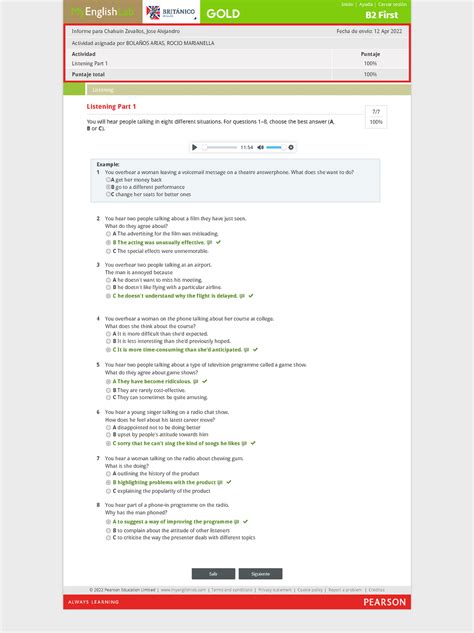 Listening Part 1 Modo Informe Tests Maximiser Practice Test