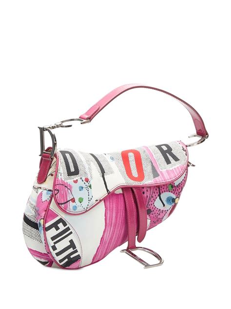 Pre Owned Dior Filth Saddle Bag In Pink Modesens