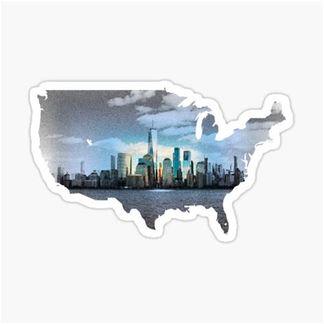 "New York CityScape in the US Outline" Sticker by ScapeDesigns | Redbubble