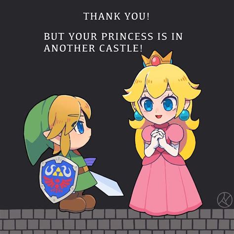 Legend of Zelda / Super Mario Bros crossover art > Link meets Princess Peach > Nintendo | rutiwa ...