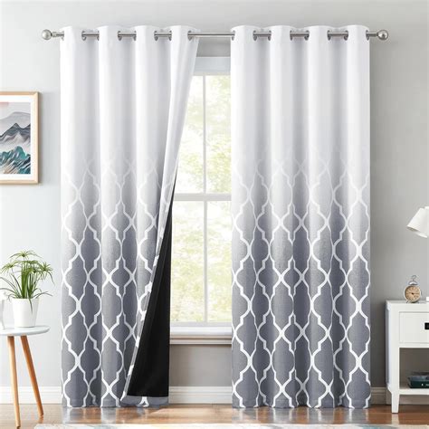 Metro Parlor Grey White Ombre Moroccan Full Blackout Curtains 84 Inches