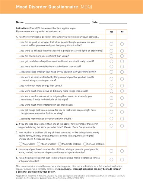 Cms Quality Bipolar Disorder Mdq Screener Mood Disorder Questionnaire