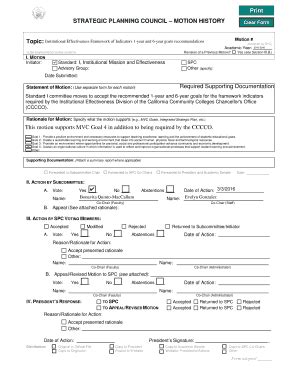 Fillable Online SPC Motion History Form IEPI Standards Fax Email Print