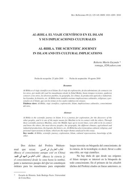 Pdf Al Rihla El Viaje Cient Fico En El Islam Y Sus Implicaciones