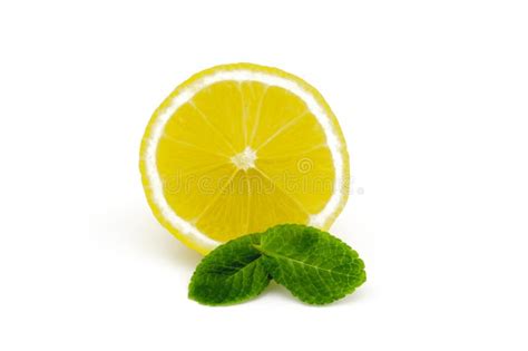 Half Sliced Lemon And Mint Leaves Stock Image Image Of Fresh Drink