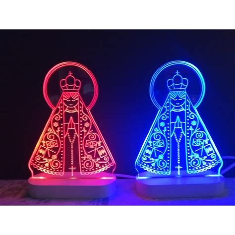 Nossa Senhora Aparecida Lumin Ria De Mesa Em Acr Lico E Led Abajur